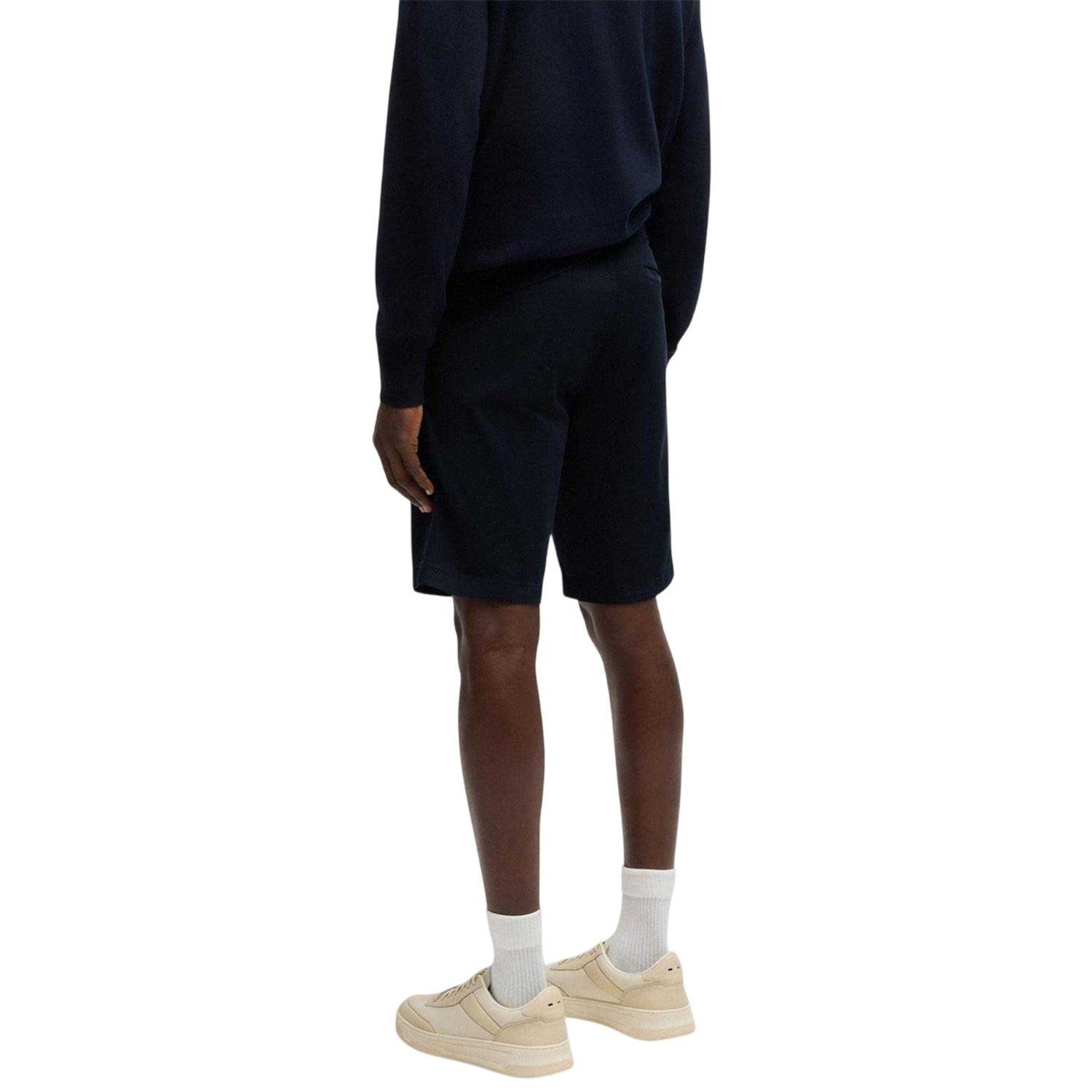 Navy - Back - Boss Mens Plain Slim Chino Shorts