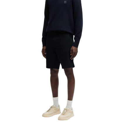 Navy - Side - Boss Mens Plain Slim Chino Shorts