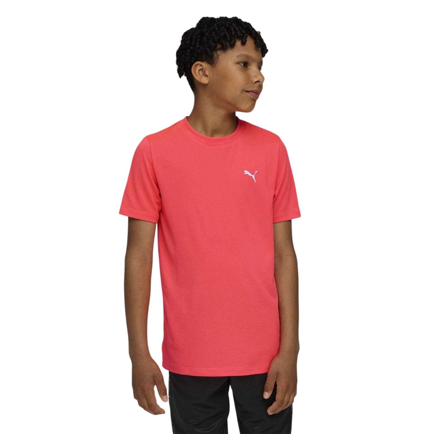 Glowing Red - Side - Puma Childrens-Kids Tad Essentials T-Shirt
