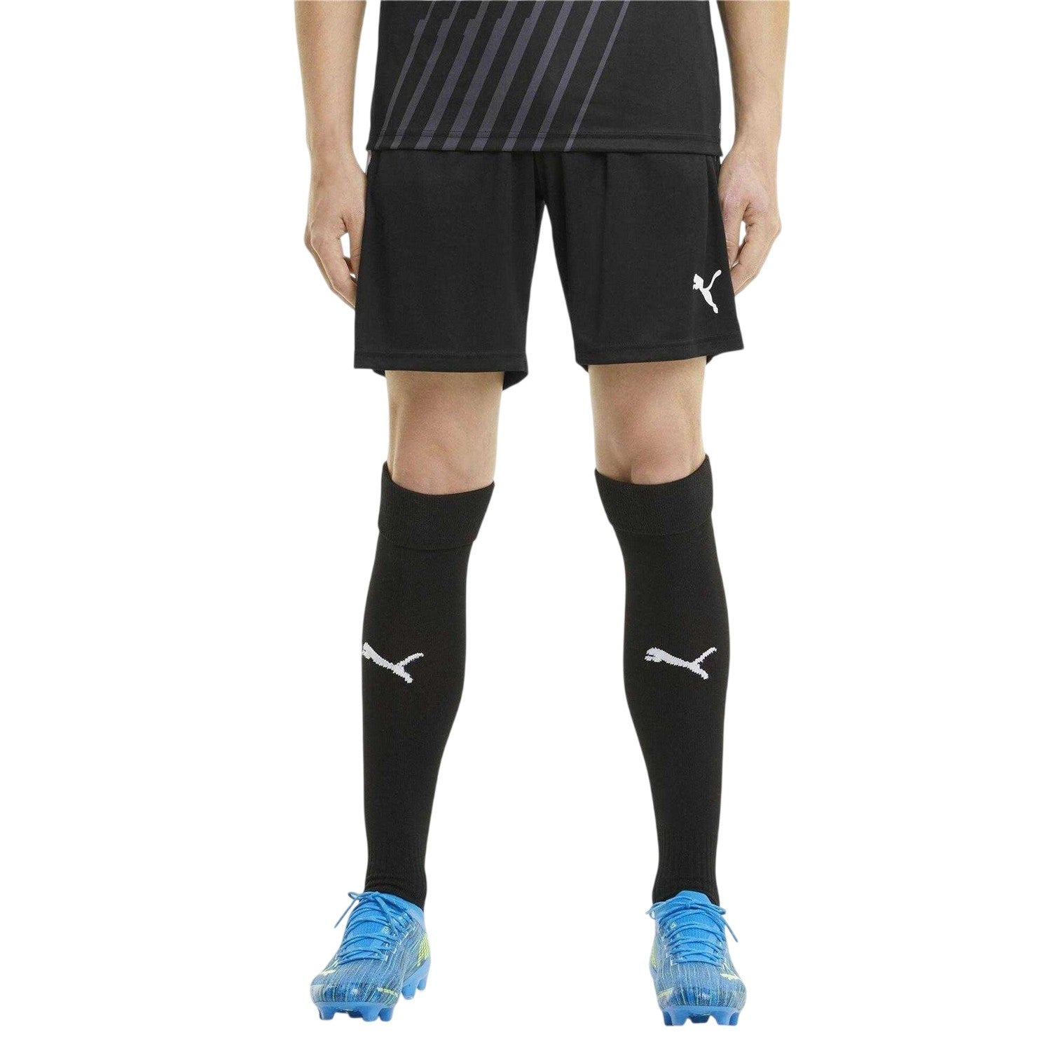 Black-White - Side - Puma Mens TeamLIGA Logo Training Football Shorts