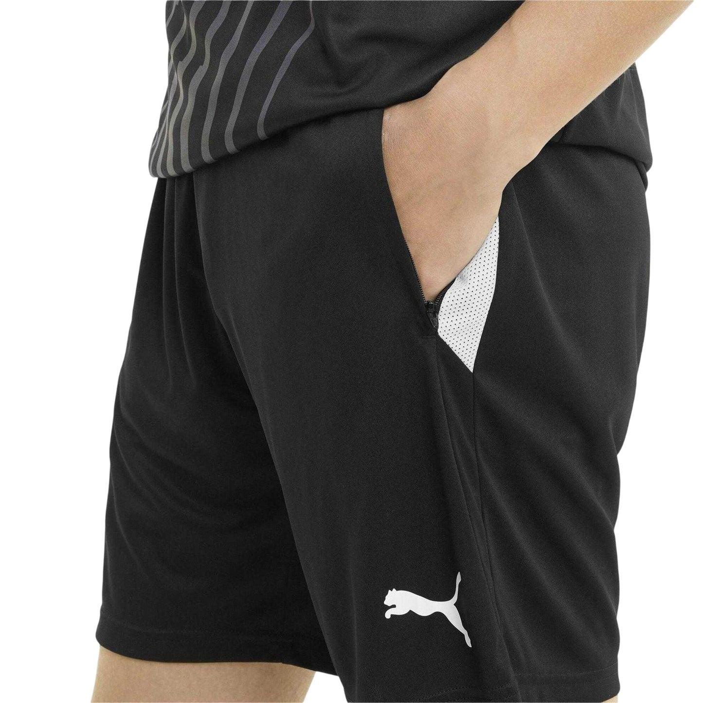 Black-White - Lifestyle - Puma Mens TeamLIGA Logo Training Football Shorts