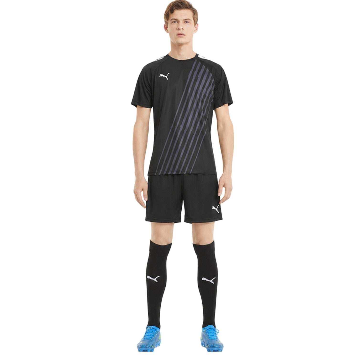 Black-White - Pack Shot - Puma Mens TeamLIGA Logo Training Football Shorts