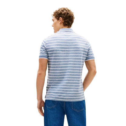 Blue Jean-White - Back - Tommy Hilfiger Mens Striped Polo Shirt