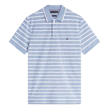 Blue Jean-White - Front - Tommy Hilfiger Mens Striped Polo Shirt