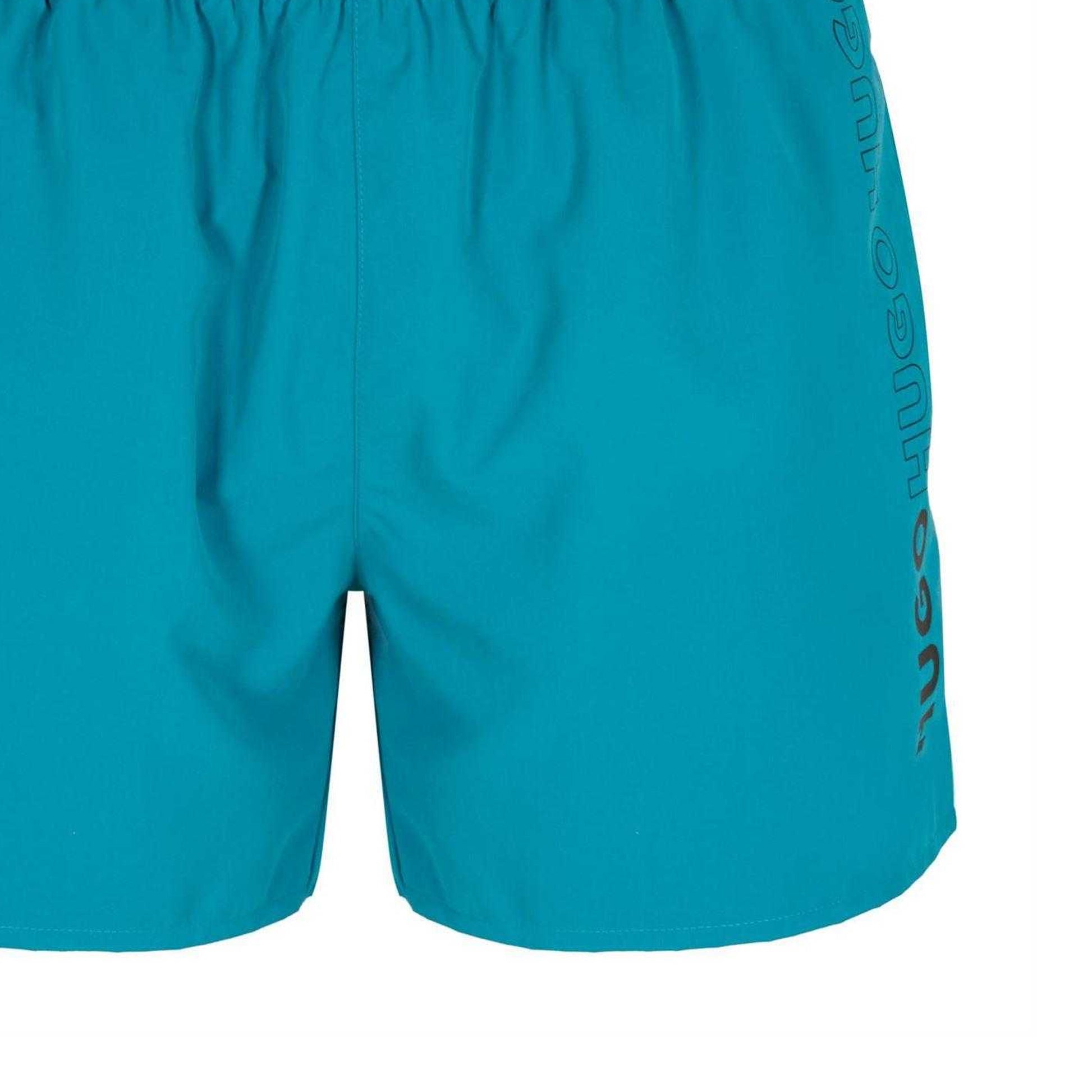 Green - Back - Hugo Mens Tiki Vertical Logo Swim Shorts