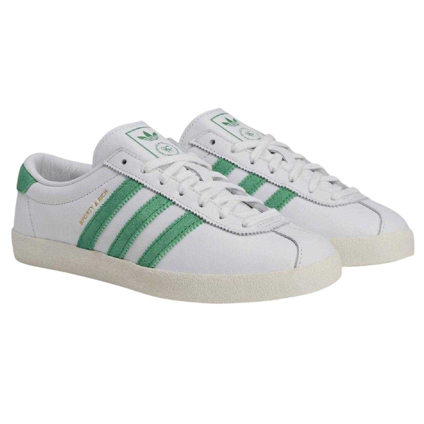 White - Lifestyle - Adidas Womens-Ladies Originals Blanc x Sporty & Rich Logo Leather Trainers