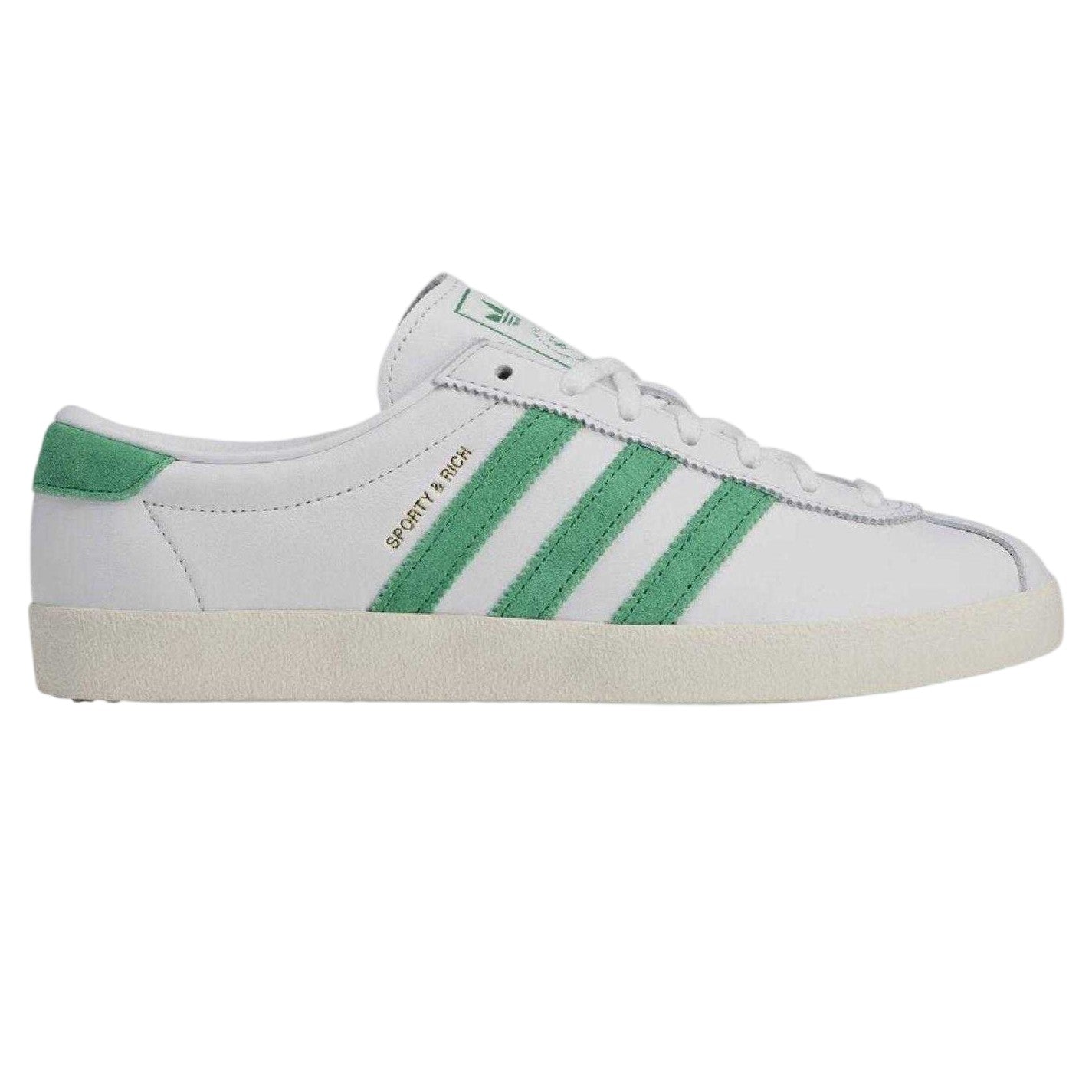 White - Front - Adidas Womens-Ladies Originals Blanc x Sporty & Rich Logo Leather Trainers