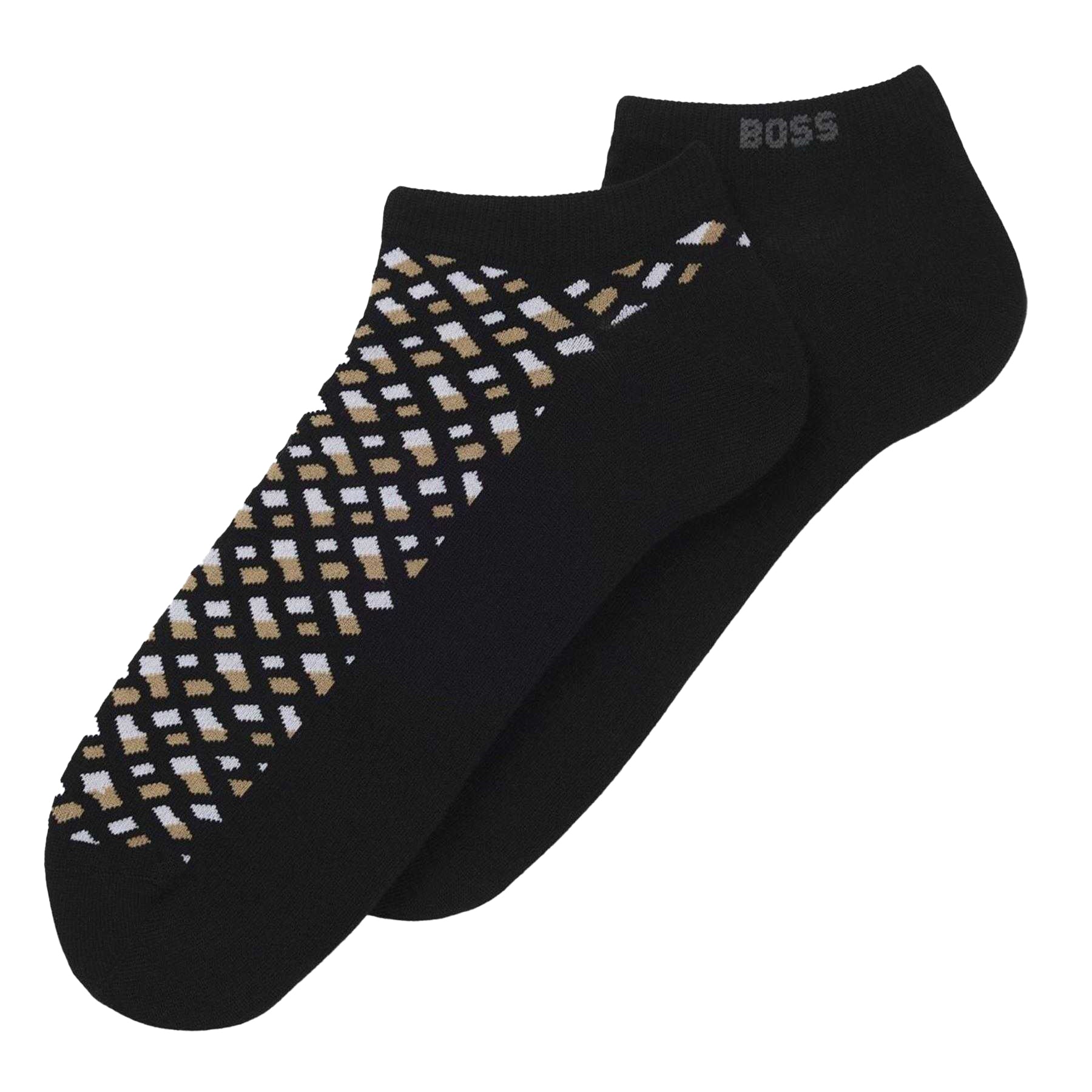 Black - Back - Boss Mens Logo Cotton Ankle Socks (Pack of 2)
