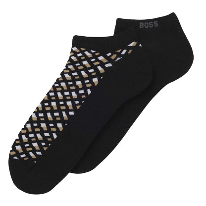 Black - Back - Boss Mens Logo Cotton Ankle Socks (Pack of 2)