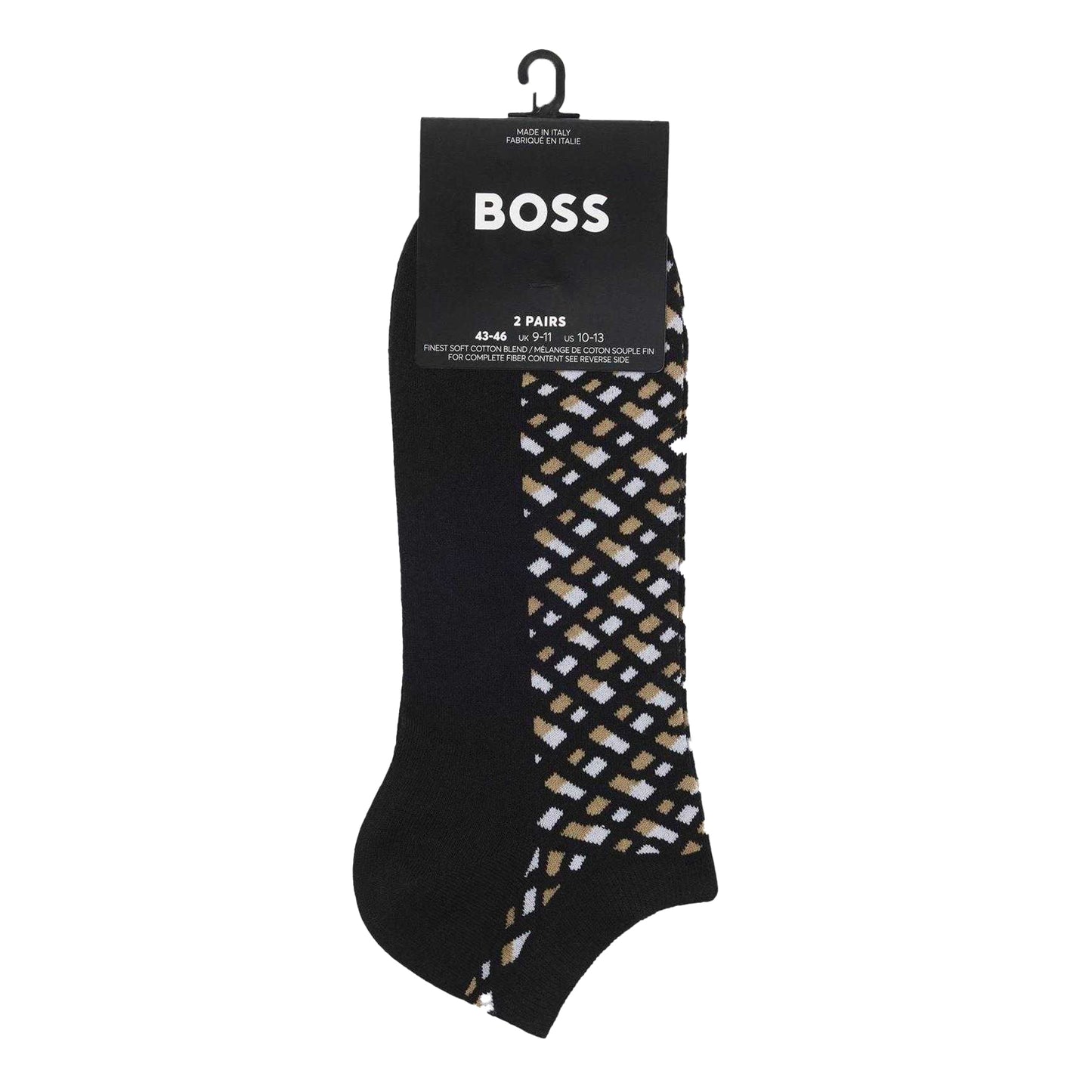 Black - Side - Boss Mens Logo Cotton Ankle Socks (Pack of 2)
