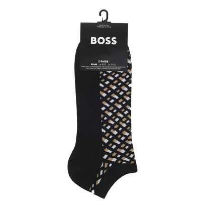 Black - Side - Boss Mens Logo Cotton Ankle Socks (Pack of 2)