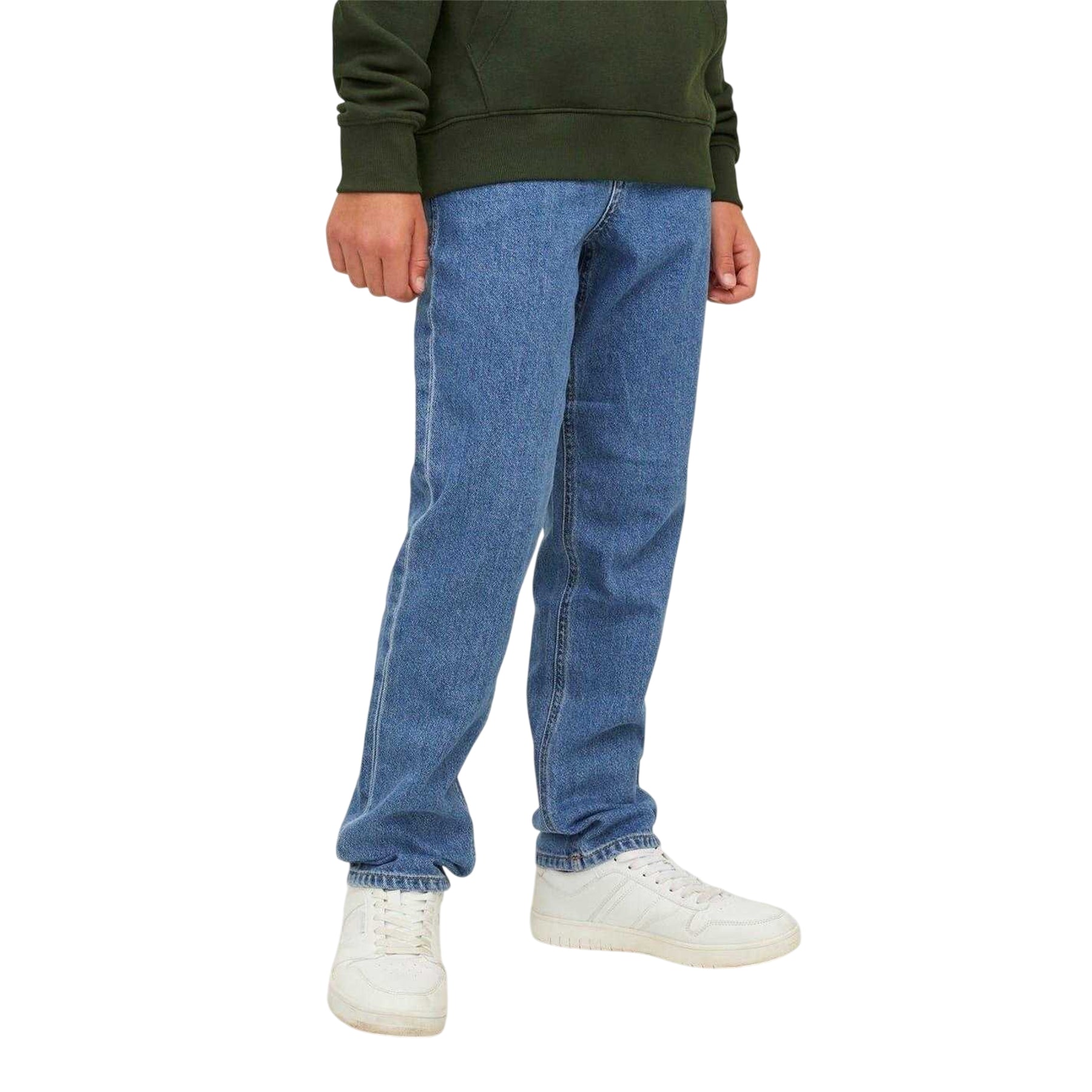 Blue Denim - Front - Jack And Jones Boys Denim 5 Pockets Regular Jeans
