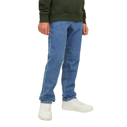 Blue Denim - Front - Jack And Jones Boys Denim 5 Pockets Regular Jeans
