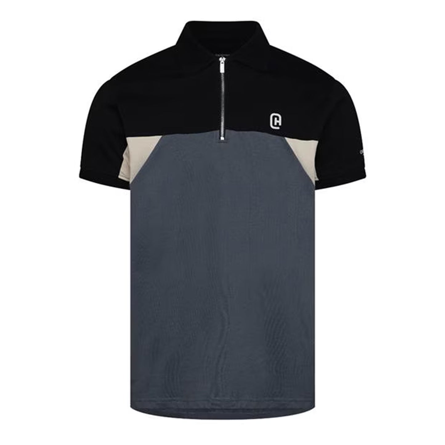 Slate - Front - C.P. Company Mens Colour Block Half Zip Regular Polo Shirt