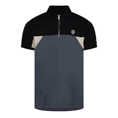 Slate - Front - C.P. Company Mens Colour Block Half Zip Regular Polo Shirt