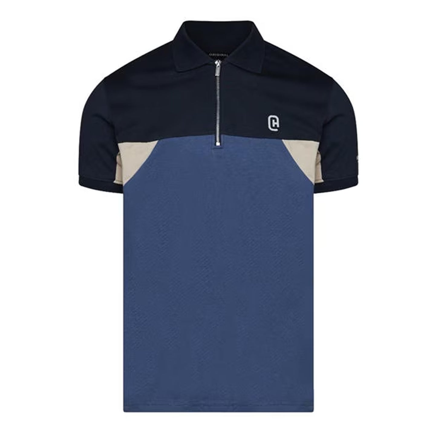 Blue - Front - C.P. Company Mens Colour Block Half Zip Regular Polo Shirt