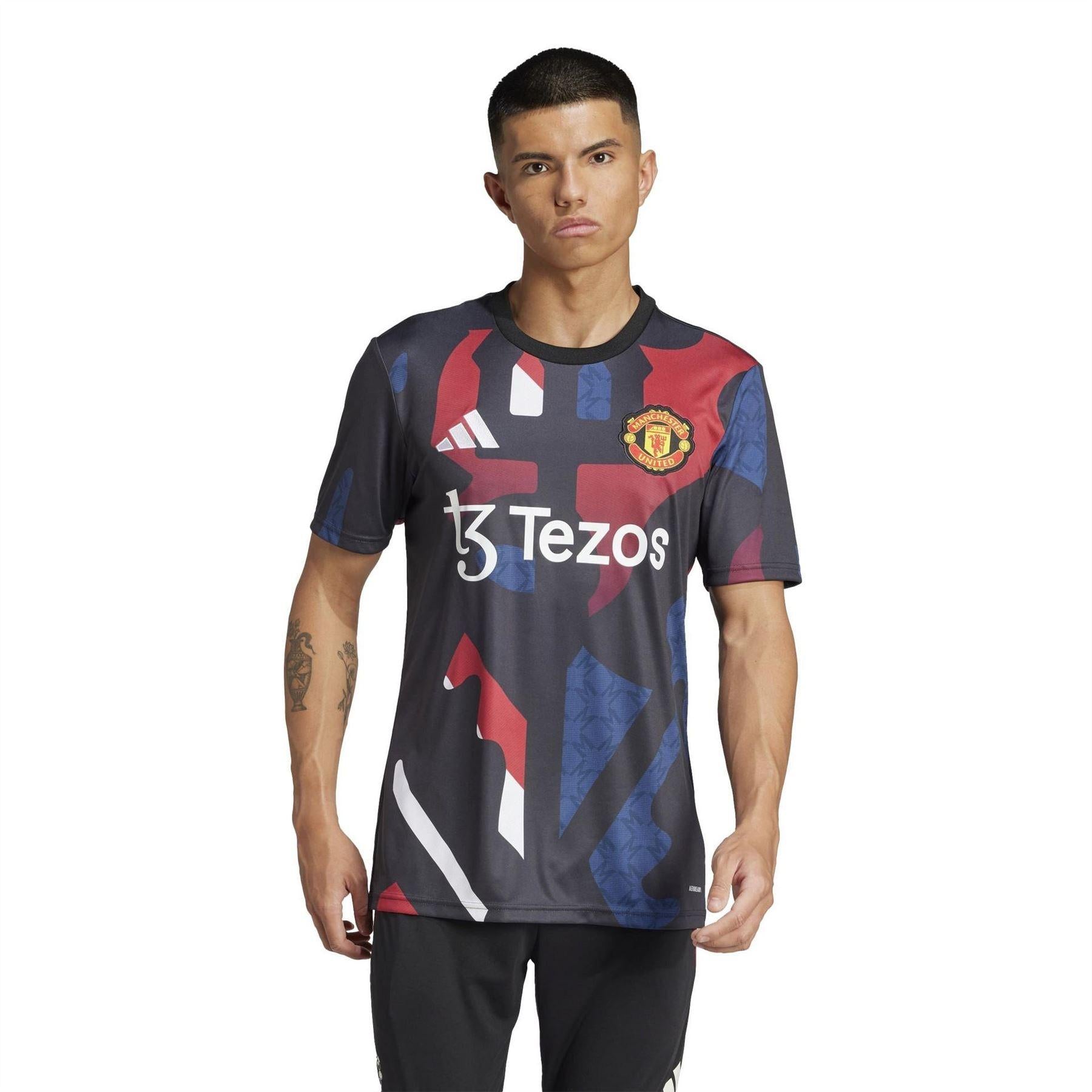 Black-Red - Side - Adidas Mens 2024-2025 Manchester United FC Football Shirt