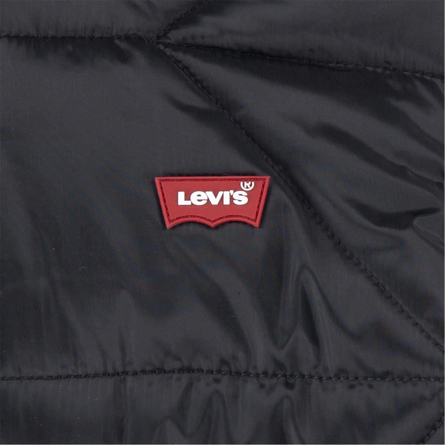 Black - Side - Levis Childrens-Kids Hooded Puffer Jacket