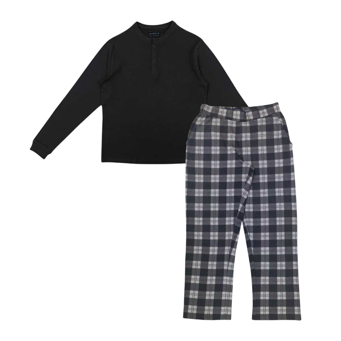 Charcoal - Front - Howick Mens Checked Pyjama Set Set