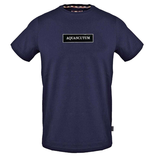 Navy - Front - Aquascutum Mens Logo Cotton T-Shirt
