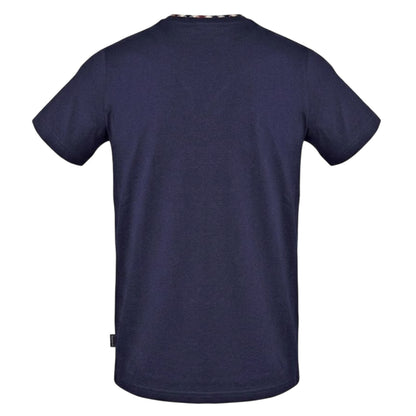 Navy - Back - Aquascutum Mens Crest Cotton T-Shirt