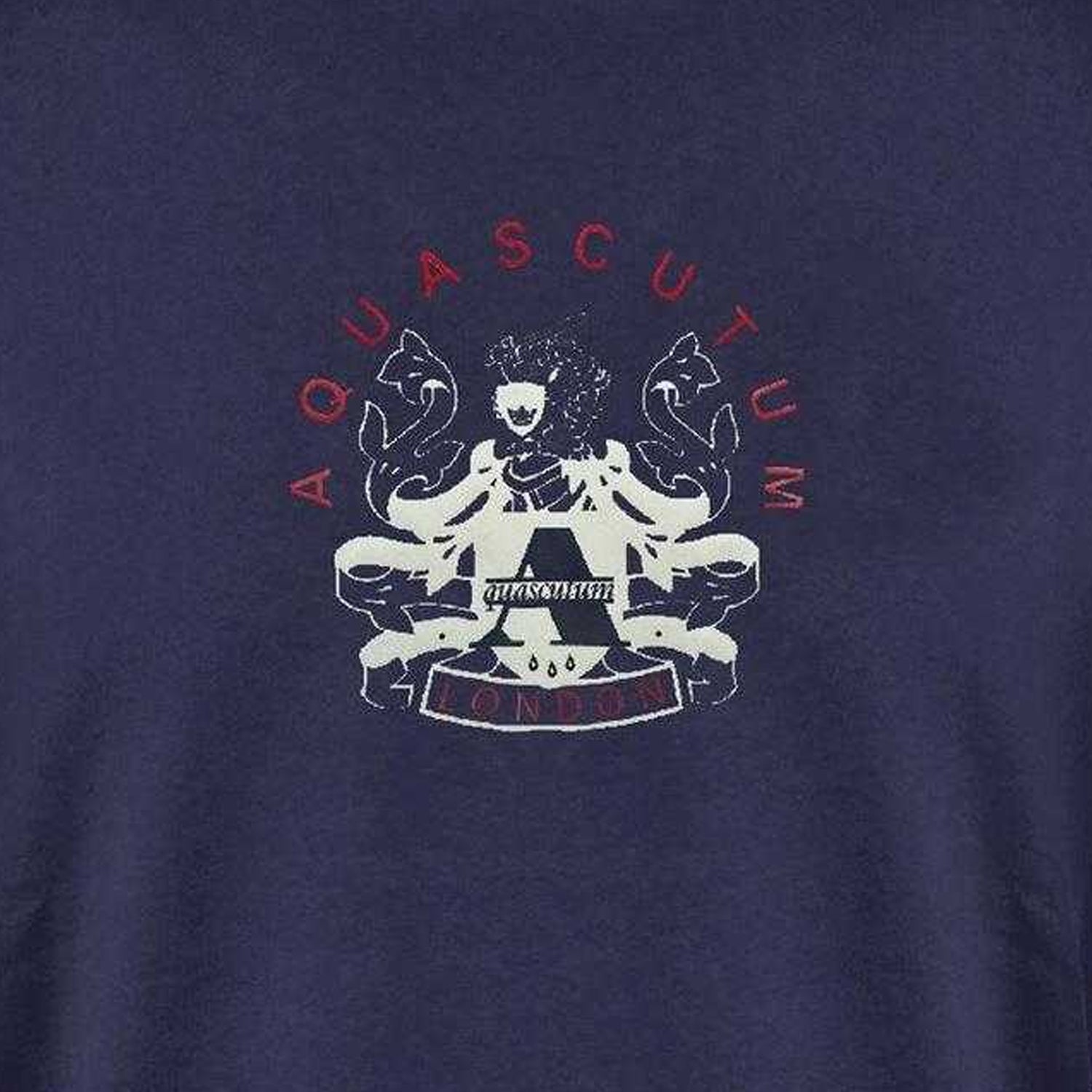 Navy - Side - Aquascutum Mens Crest Cotton T-Shirt