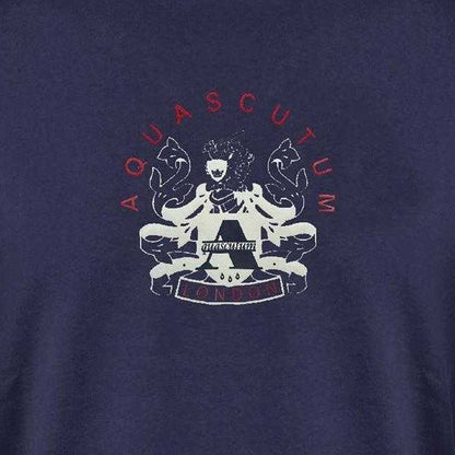 Navy - Side - Aquascutum Mens Crest Cotton T-Shirt