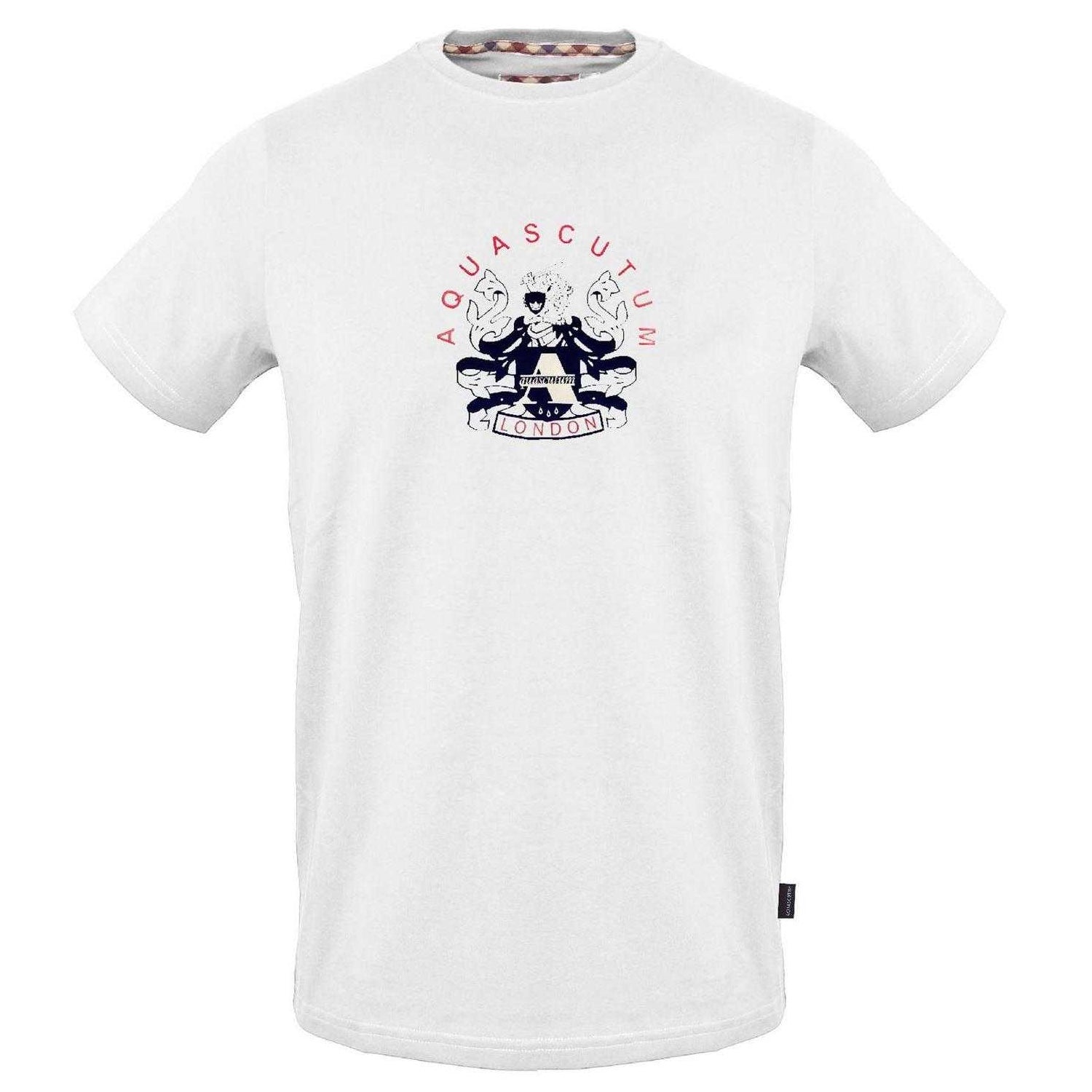 White - Front - Aquascutum Mens Crest Cotton T-Shirt