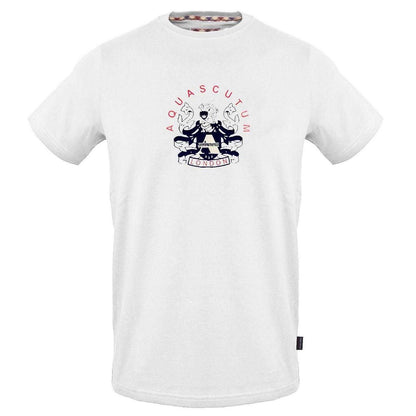 White - Front - Aquascutum Mens Crest Cotton T-Shirt