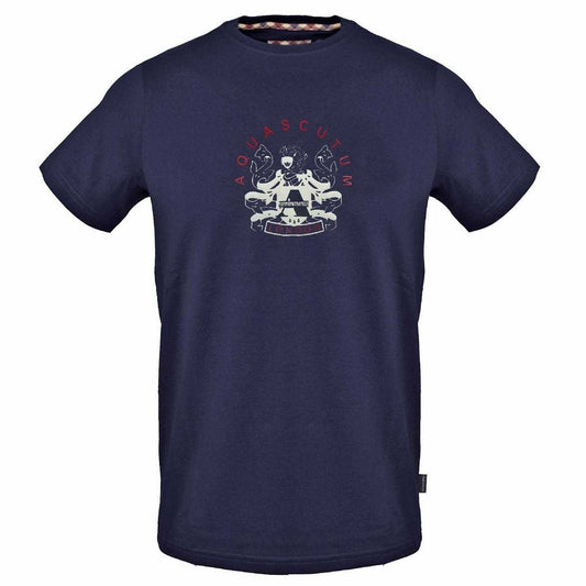 Navy - Front - Aquascutum Mens Crest Cotton T-Shirt