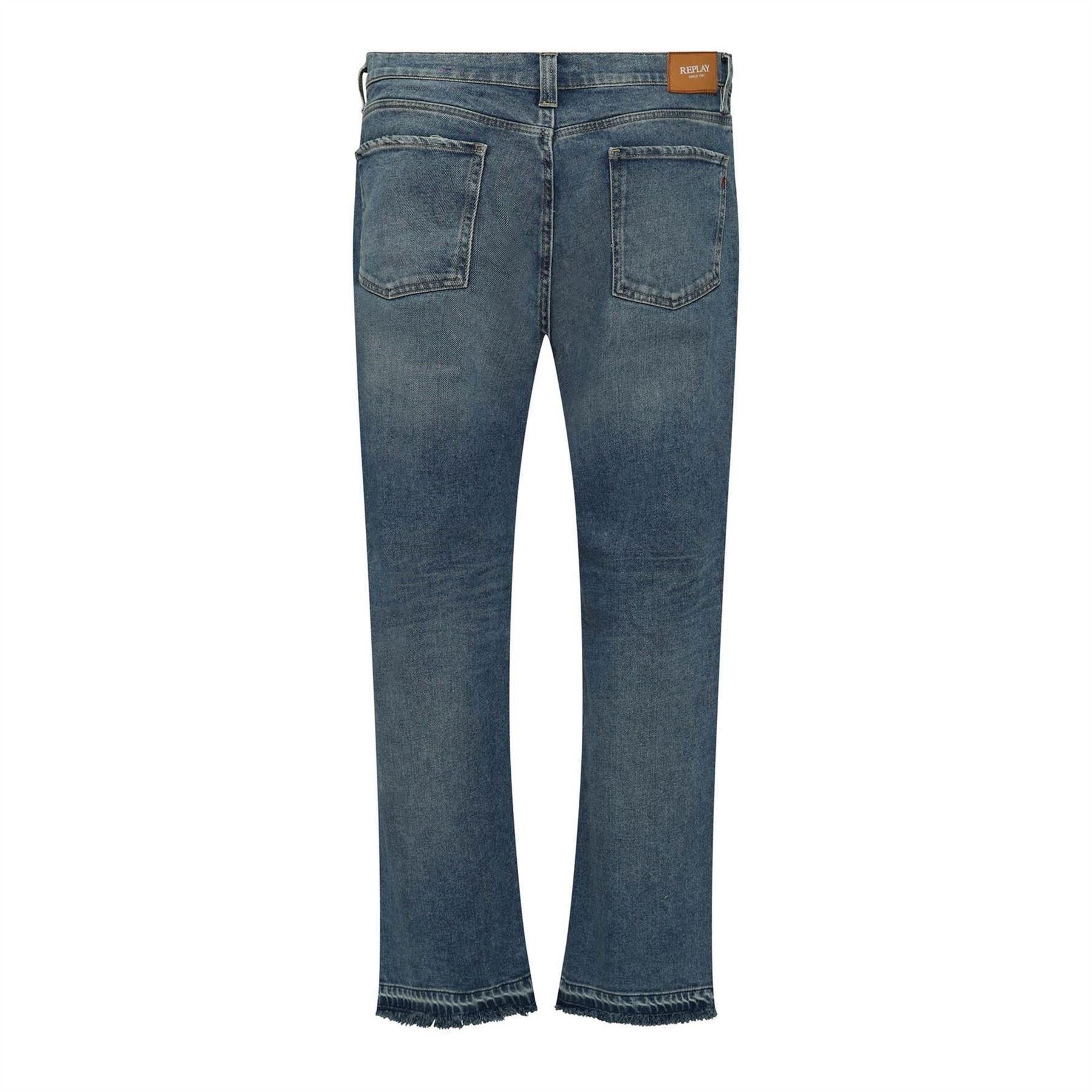 Blue - Back - Replay Womens-Ladies Straight Jeans