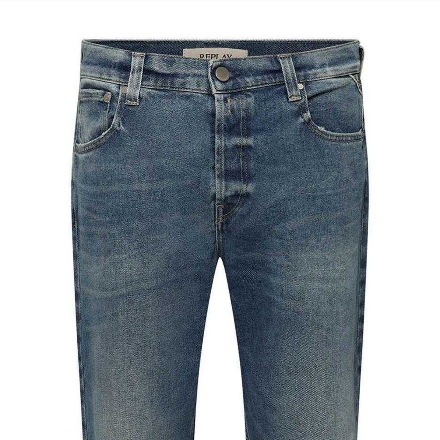 Blue - Side - Replay Womens-Ladies Straight Jeans
