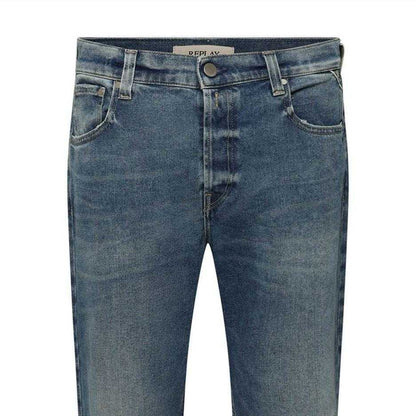 Blue - Side - Replay Womens-Ladies Straight Jeans