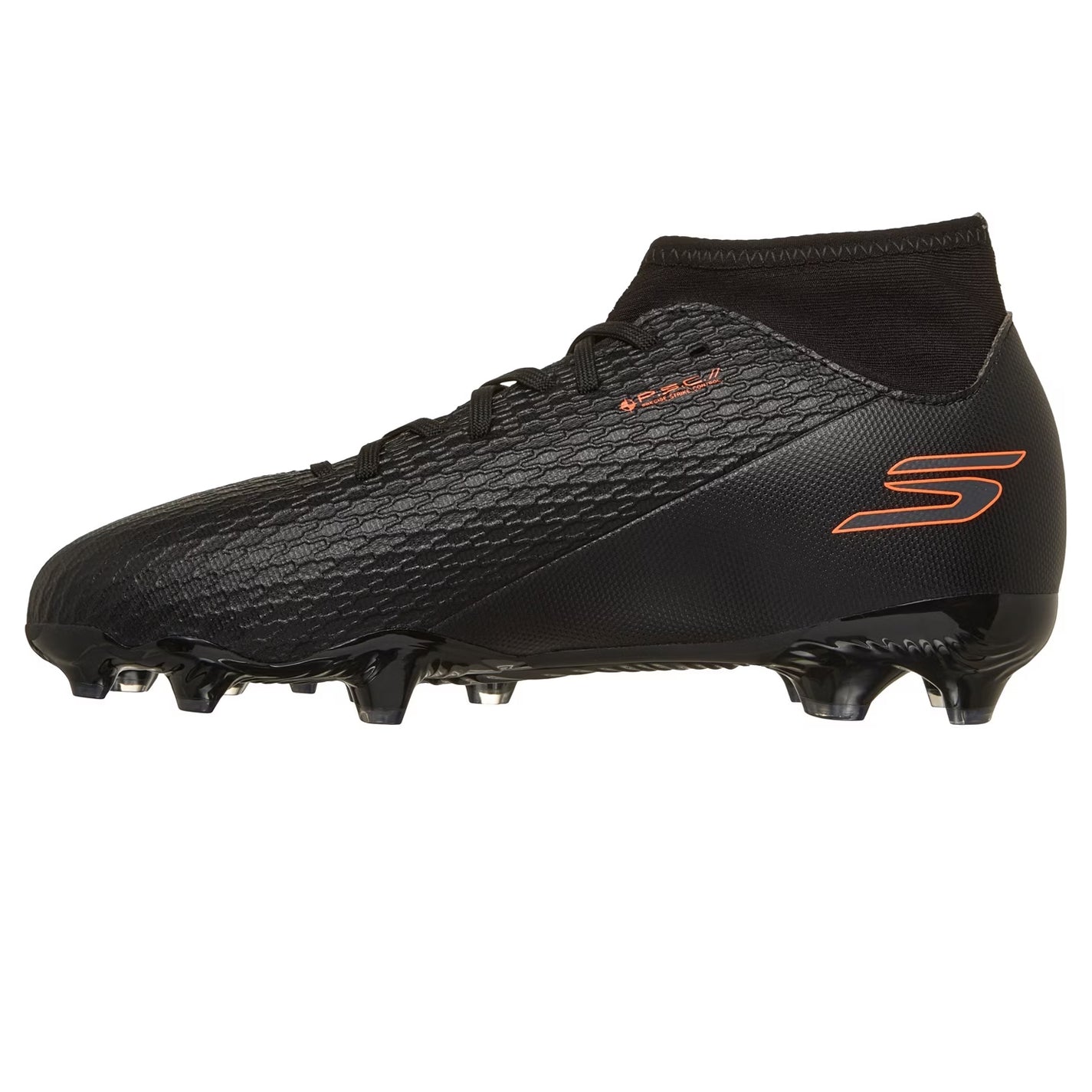 Black-Orange - Side - Skechers Childrens-Kids Skx 2 Firm Ground Football Boots