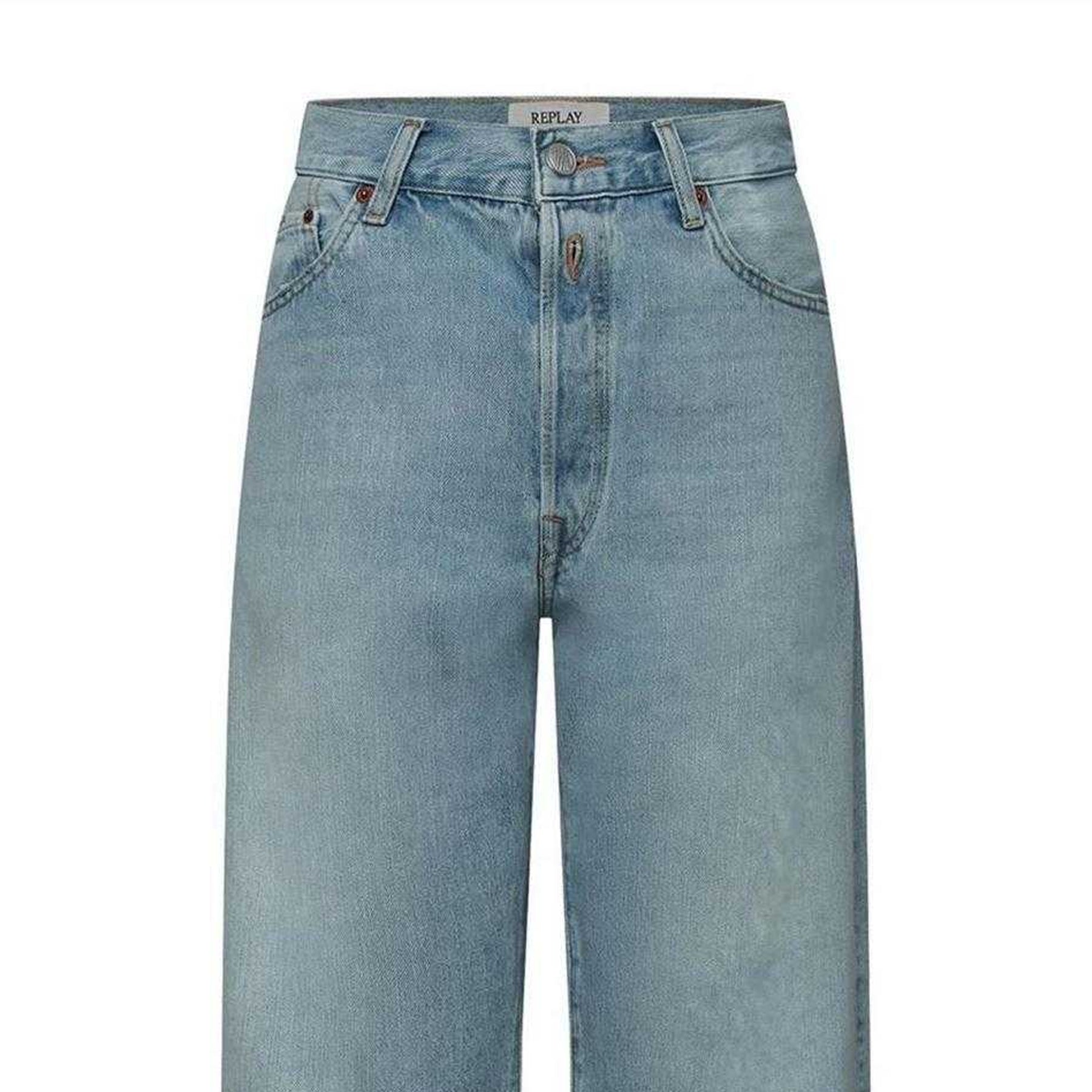 Blue - Side - Replay Womens-Ladies 9zero1 Straight Jeans