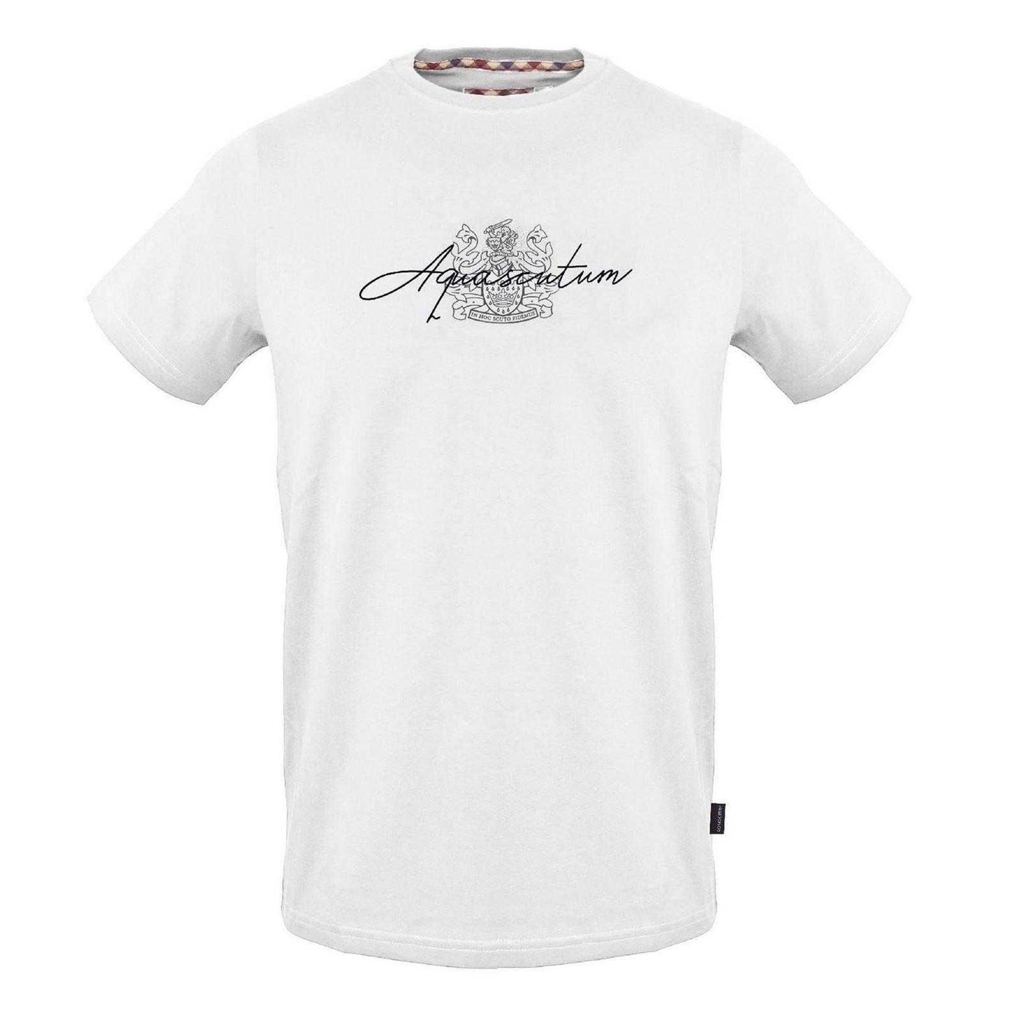 White - Front - Aquascutum Mens Logo Cotton Regular T-Shirt