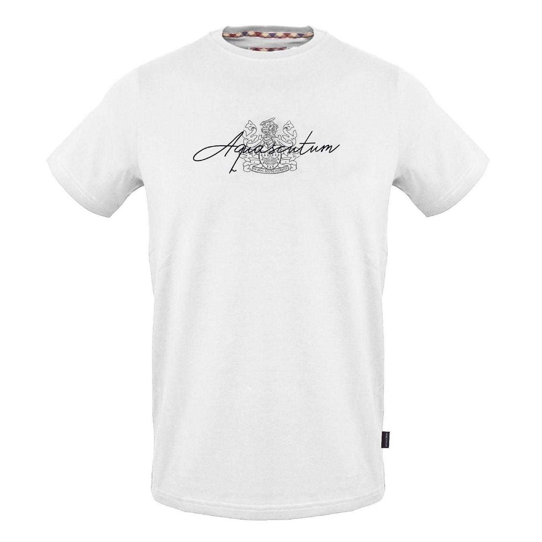 White - Front - Aquascutum Mens Logo Cotton Regular T-Shirt