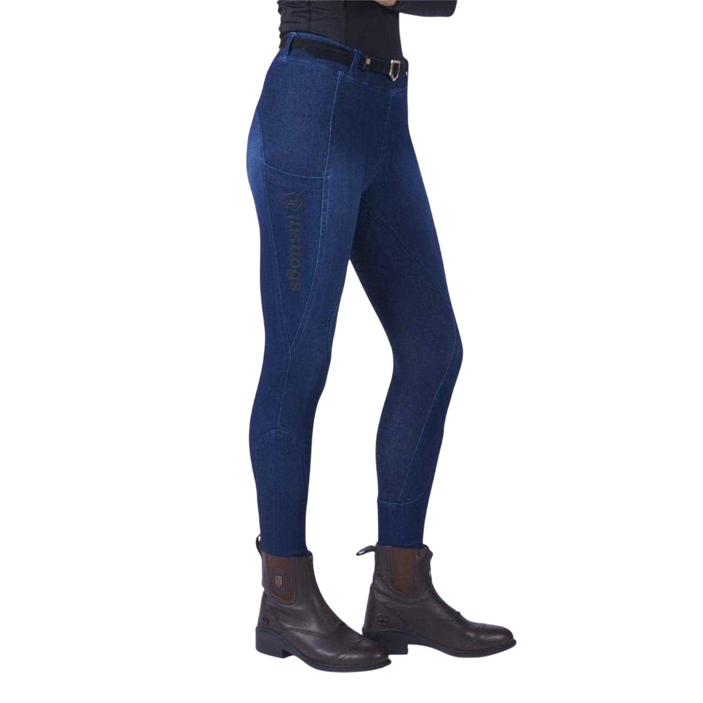 Denim - Side - Just Togs Womens-Ladies Denim Horse Riding Tights