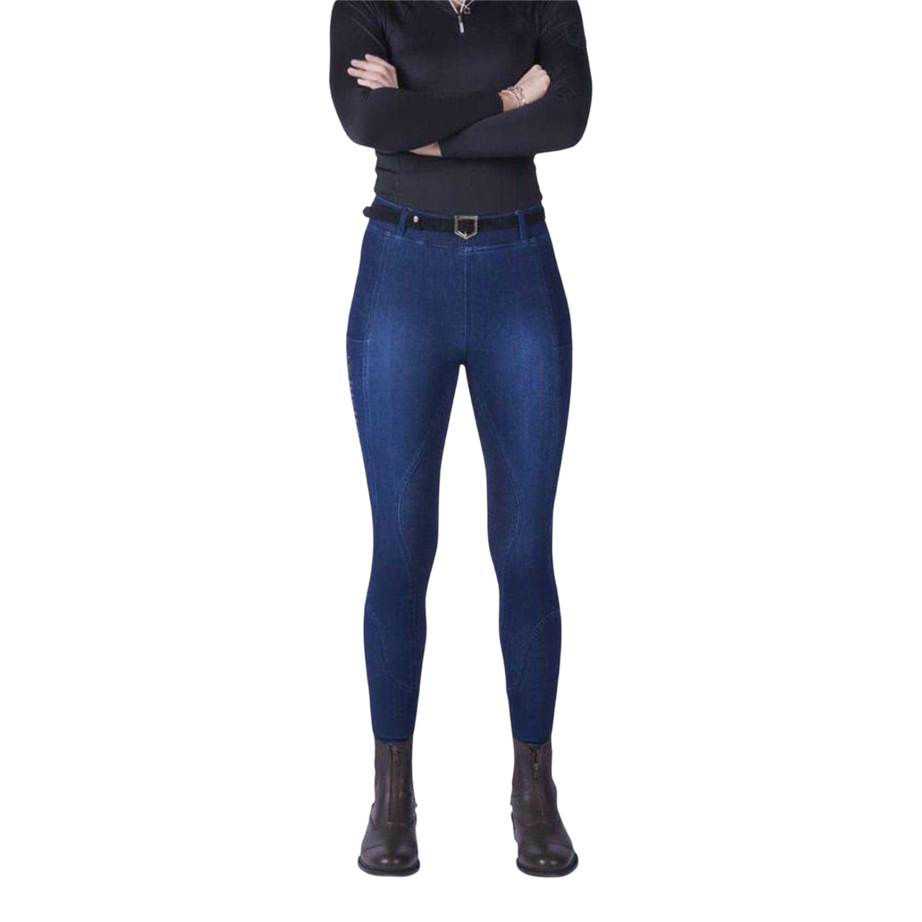 Denim - Front - Just Togs Womens-Ladies Denim Horse Riding Tights