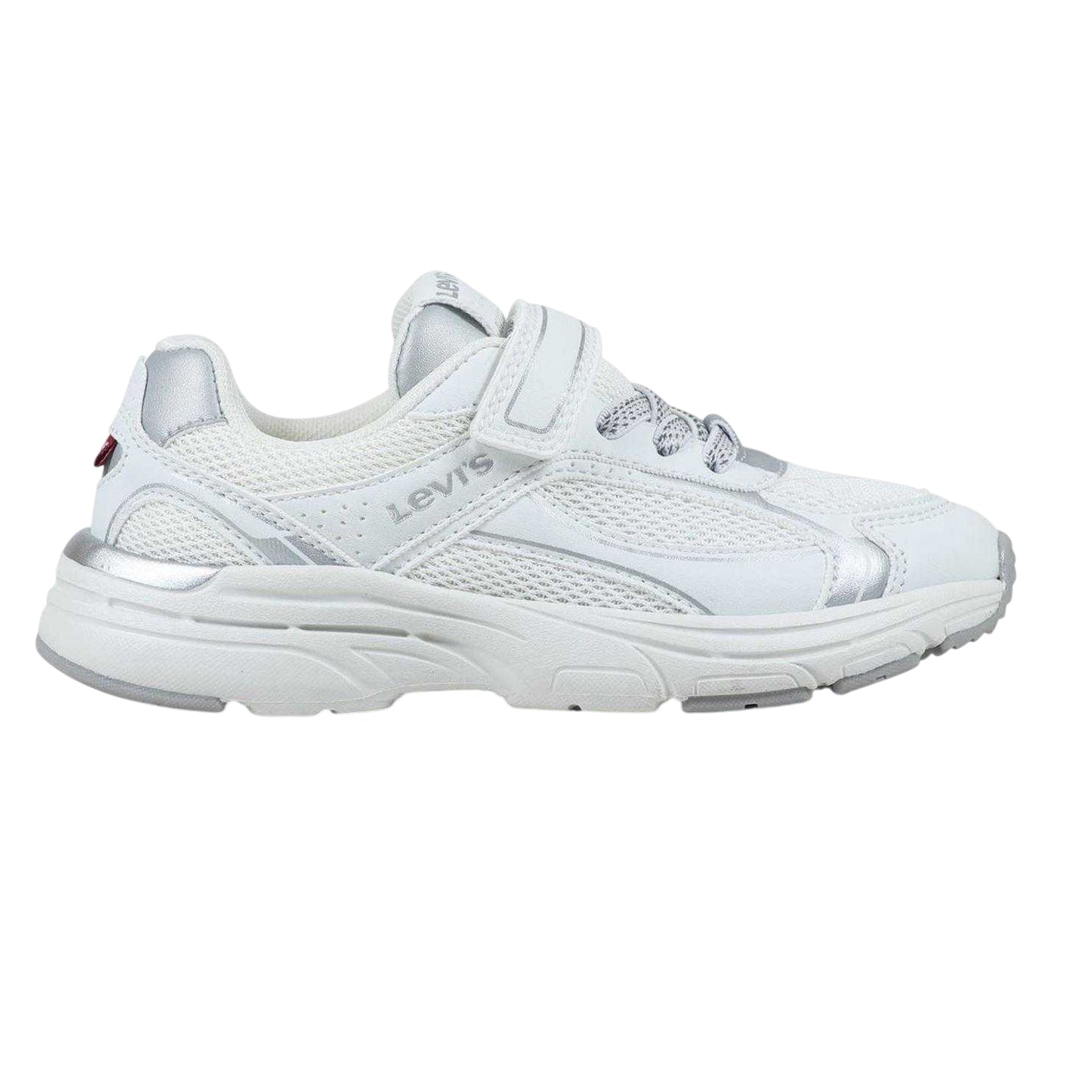 White-Silver - Front - Levis Childrens-Kids Curtis Trainers