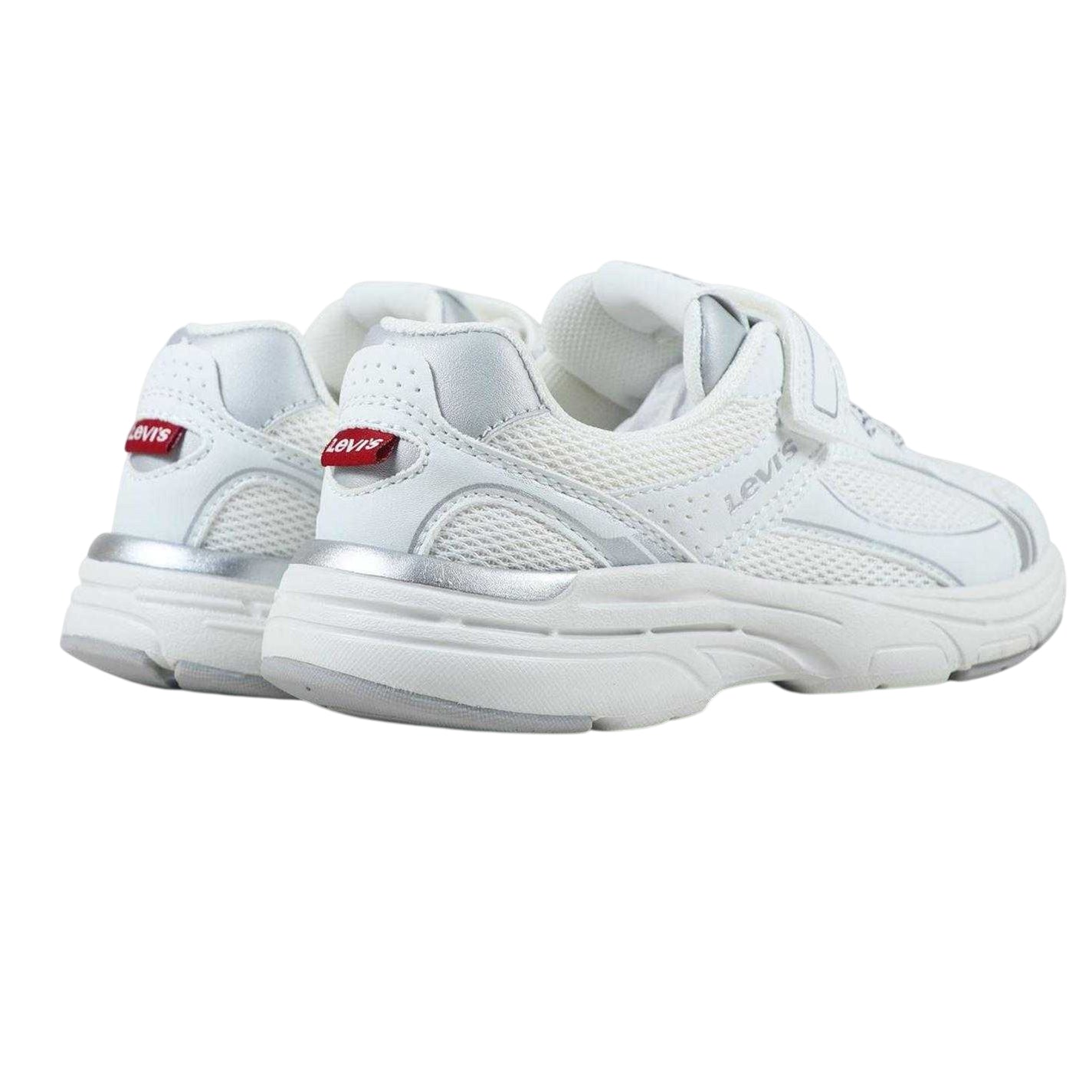 White-Silver - Back - Levis Childrens-Kids Curtis Trainers