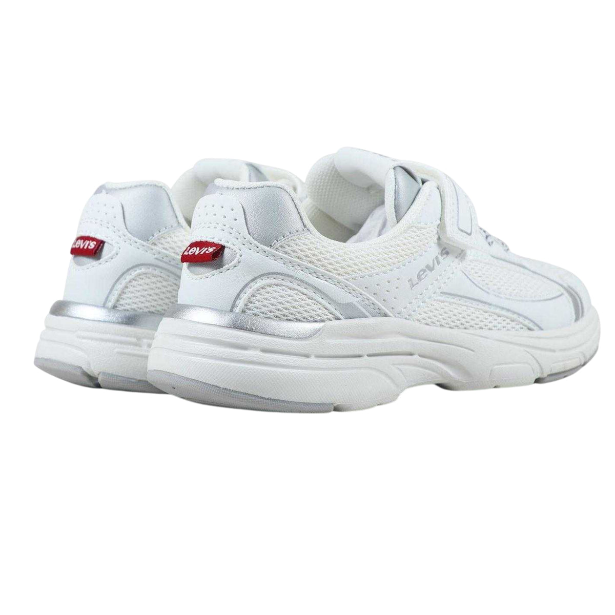 White-Silver - Back - Levis Childrens-Kids Curtis Trainers