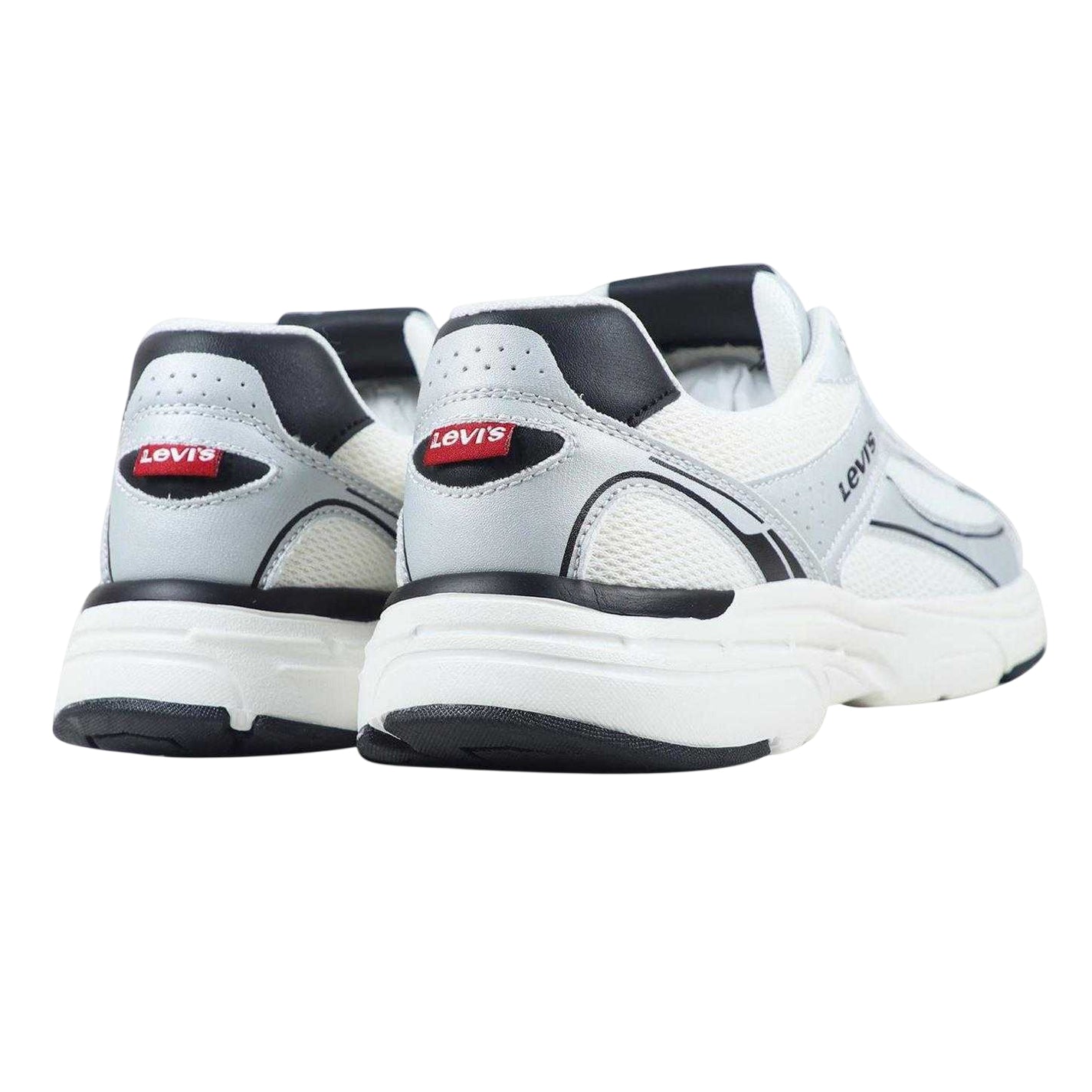 Silver-White-Black - Back - Levis Childrens-Kids Curtis Trainers