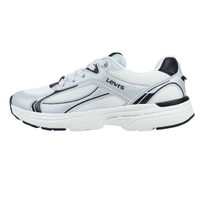Silver-White-Black - Side - Levis Childrens-Kids Curtis Trainers