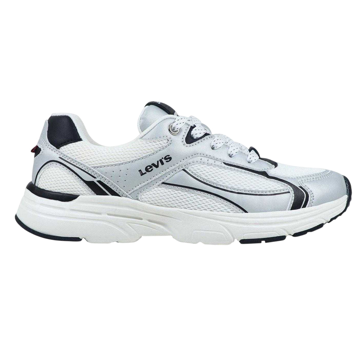 Silver-White-Black - Front - Levis Childrens-Kids Curtis Trainers