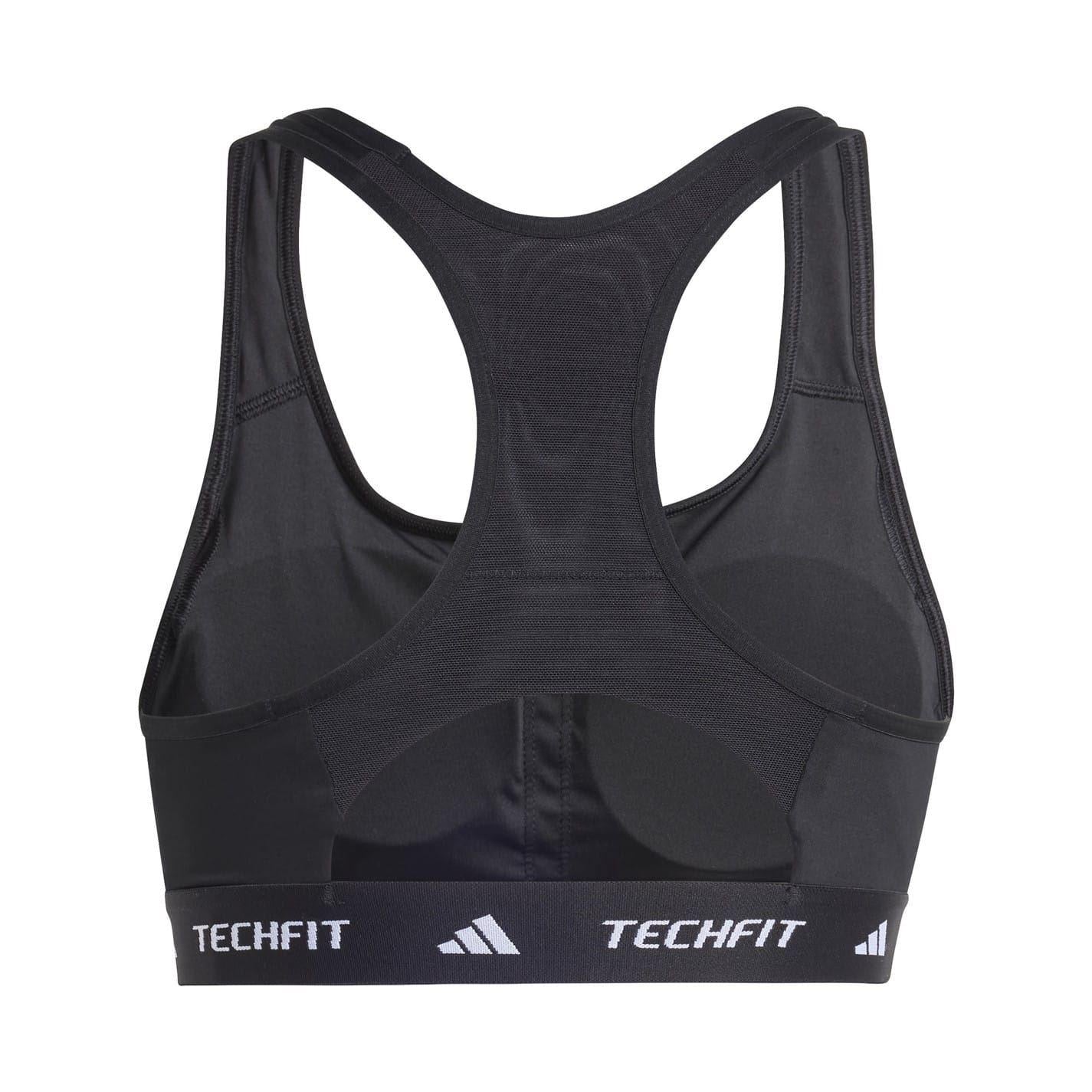 Black-White - Back - Adidas Womens-Ladies Techfit Sports Bra