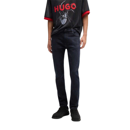 Dark Blue - Side - Hugo Mens 5 Pockets Slim Jeans