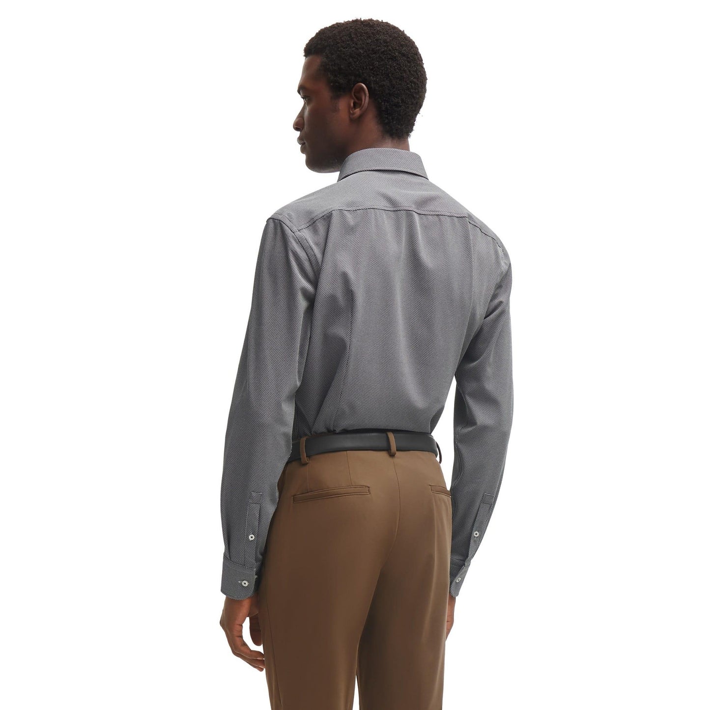 Black - Back - Boss Mens P-Hank Kent Collar Shirt