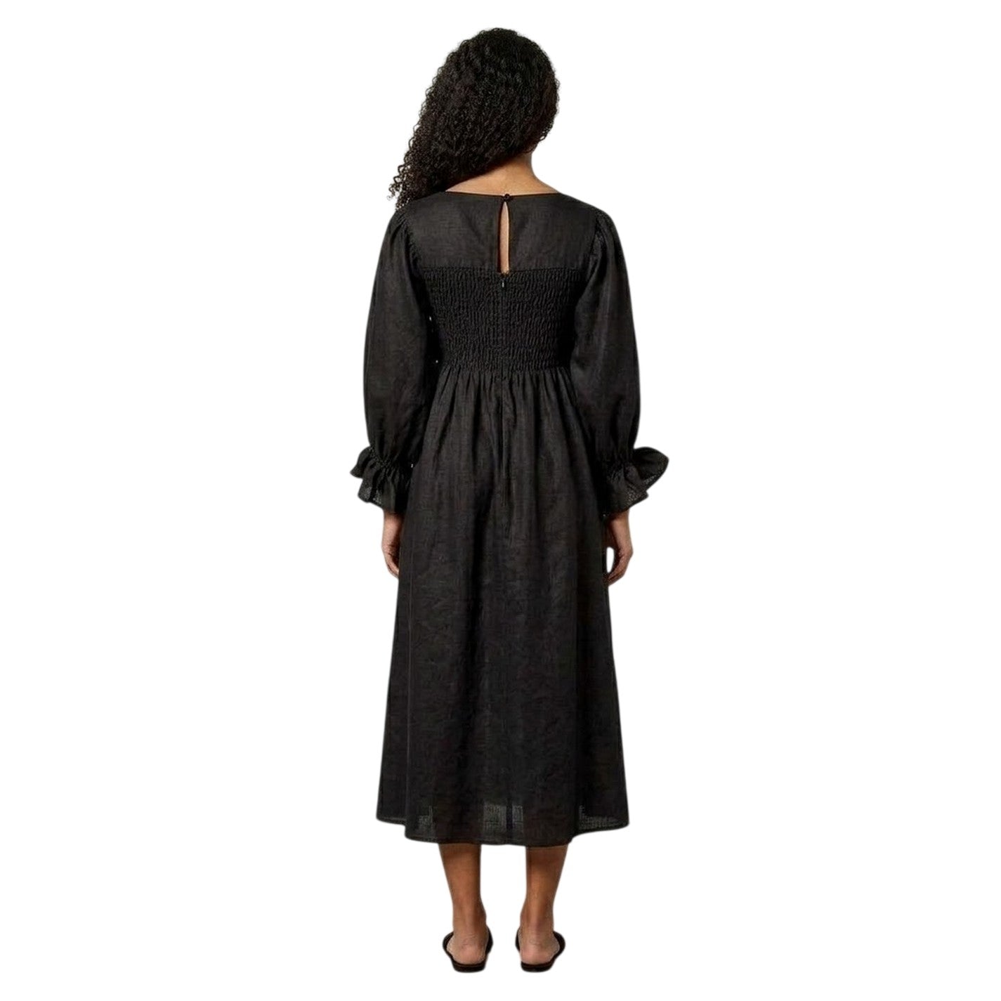 Black - Back - Sleeper Womens-Ladies Linen Dress