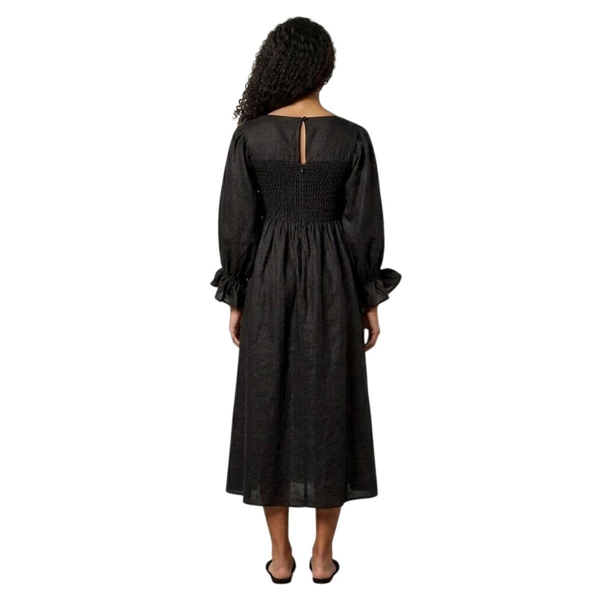 Black - Back - Sleeper Womens-Ladies Linen Dress